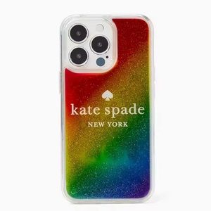 Kate Spade iphone13 Pro Pride/Rainbow liquid glitter phone case